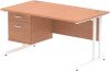 Dynamic Impulse Rectangular Desk with Cantilever Legs and 2 Drawer Fixed Pedestal - 1400 x 800mm - Beech