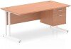 Dynamic Impulse Office Desk with 2 Drawer Fixed Pedestal - 1600 x 800mm - Beech