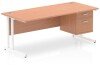 Dynamic Impulse Rectangular Desk with Cantilever Legs and 2 Drawer Top Pedestal - 1800mm x 800mm - Beech