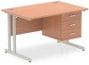 Dynamic Impulse Rectangular Desk with Cantilever Legs and 3 Drawer Top Pedestal - 1200mm x 800mm - Beech