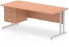 Dynamic Impulse Rectangular Desk with Cantilever Legs and 3 Drawer Fixed Pedestal - 1800 x 800mm - Beech