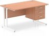 Dynamic Impulse Office Desk with 3 Drawer Fixed Pedestal - 1400 x 800mm - Beech