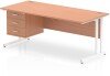 Dynamic Impulse Rectangular Desk with Cantilever Legs and 3 Drawer Fixed Pedestal - 1800 x 800mm - Beech