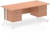 Dynamic Impulse Office Desk with 2 Drawer & 3 Drawer Fixed Pedestal - 1600 x 800mm - Beech