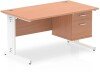 Dynamic Impulse Rectangular Desk with Cable Managed Legs and 2 Drawer Top Pedestal - 1400mm x 800mm - Beech