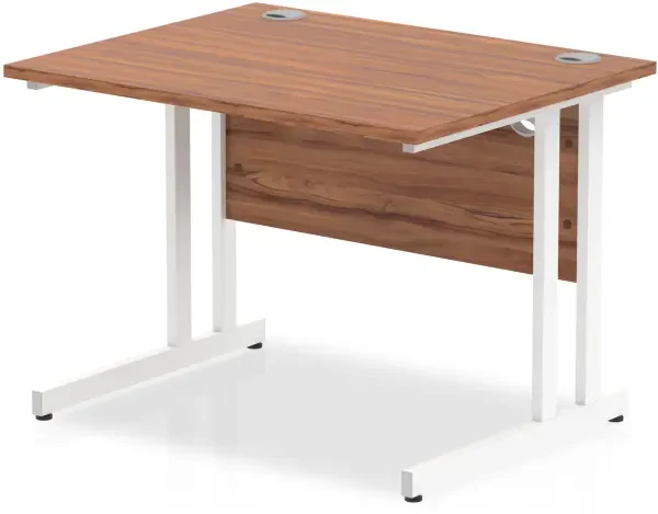 Dynamic Impulse Rectangular Desk with Twin Cantilever Legs - 1000mm x 800mm - Walnut