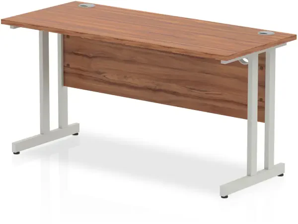 Dynamic Impulse Rectangular Desk with Twin Cantilever Legs - 1400mm x 600mm - Walnut