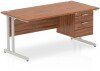Dynamic Impulse Office Desk with 2 Drawer Fixed Pedestal - 1600 x 800mm - Walnut