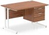 Dynamic Impulse Rectangular Desk with Cantilever Legs and 2 Drawer Top Pedestal - 1200mm x 800mm - Walnut