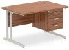 Dynamic Impulse Rectangular Desk with Cantilever Legs and 3 Drawer Top Pedestal - 1200mm x 800mm - Walnut
