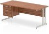 Dynamic Impulse Rectangular Desk with Cantilever Legs and 3 Drawer Fixed Pedestal - 1800 x 800mm - Walnut