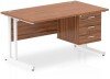 Dynamic Impulse Office Desk with 3 Drawer Fixed Pedestal - 1400 x 800mm - Walnut