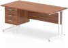 Dynamic Impulse Rectangular Desk with Cantilever Legs and 3 Drawer Fixed Pedestal - 1600 x 800mm - Walnut