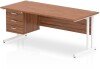 Dynamic Impulse Rectangular Desk with Cantilever Legs and 3 Drawer Fixed Pedestal - 1800 x 800mm - Walnut