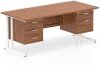 Dynamic Impulse Office Desk with 2 Drawer & 3 Drawer Fixed Pedestal - 1600 x 800mm - Walnut