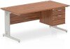 Dynamic Impulse Rectangular Desk with Cable Managed Legs and 2 Drawer Top Pedestal - 1400mm x 800mm - Walnut