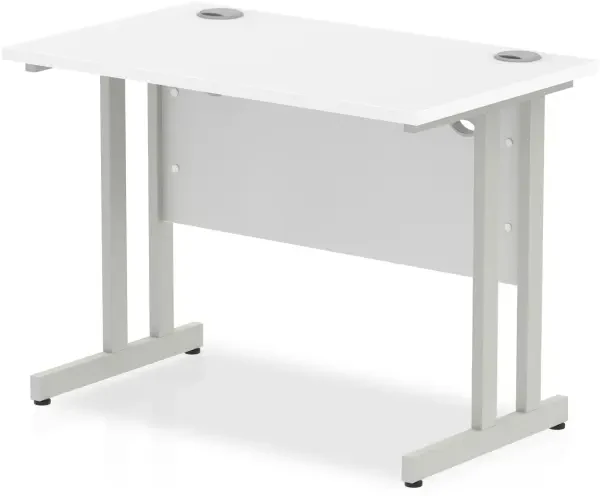 Dynamic Impulse Rectangular Desk with Twin Cantilever Legs - 1000mm x 600mm - White