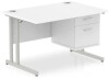 Dynamic Impulse Rectangular Desk with Cantilever Legs and 2 Drawer Top Pedestal - 1200mm x 800mm - White