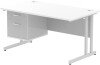Dynamic Impulse Rectangular Desk with Cantilever Legs and 2 Drawer Fixed Pedestal - 1400 x 800mm - White