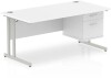Dynamic Impulse Office Desk with 2 Drawer Fixed Pedestal - 1600 x 800mm - White