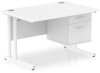 Dynamic Impulse Rectangular Desk with Cantilever Legs and 2 Drawer Top Pedestal - 1200mm x 800mm - White