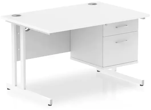 Dynamic Impulse Rectangular Desk with Cantilever Legs and 2 Drawer Top Pedestal - 1200mm x 800mm - White