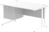 Dynamic Impulse Rectangular Desk with Cantilever Legs and 2 Drawer Fixed Pedestal - 1400 x 800mm - White