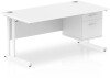 Dynamic Impulse Office Desk with 2 Drawer Fixed Pedestal - 1600 x 800mm - White
