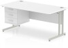 Dynamic Impulse Rectangular Desk with Cantilever Legs and 3 Drawer Fixed Pedestal - 1600 x 800mm - White