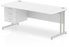 Dynamic Impulse Rectangular Desk with Cantilever Legs and 3 Drawer Fixed Pedestal - 1800 x 800mm - White