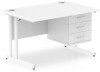 Dynamic Impulse Rectangular Desk with Cantilever Legs and 3 Drawer Top Pedestal - 1200mm x 800mm - White