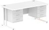 Dynamic Impulse Office Desk with 3 Drawer Fixed Pedestals - 1600 x 800mm - White