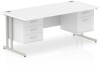 Dynamic Impulse Rectangular Desk with Cantilever Legs, 2 and 3 Drawer Fixed Pedestals - 1600mm x 800mm - White