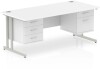 Dynamic Impulse Office Desk with 2 Drawer & 3 Drawer Fixed Pedestal - 1800 x 800mm - White