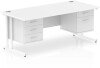 Dynamic Impulse Office Desk with 2 Drawer & 3 Drawer Fixed Pedestal - 1600 x 800mm - White