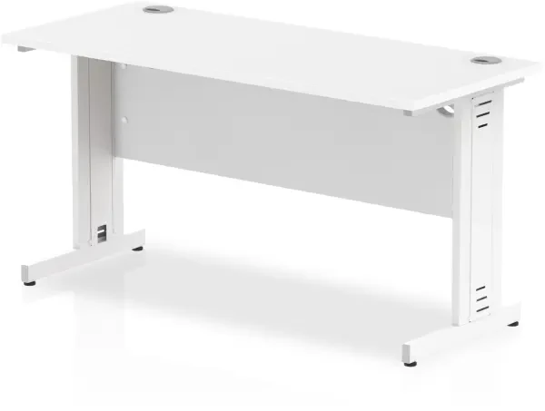 Dynamic Impulse Rectangular Desk with Cable Managed Legs - 1400mm x 600mm - White