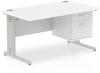 Dynamic Impulse Rectangular Desk with Cable Managed Legs and 2 Drawer Top Pedestal - 1400mm x 800mm - White
