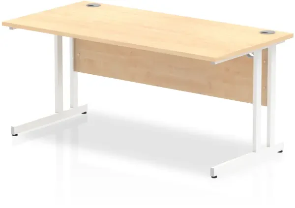 Dynamic Impulse Rectangular Desk with Twin Cantilever Legs - 1600mm x 600mm - Maple