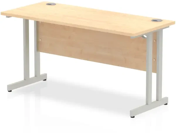 Dynamic Impulse Rectangular Desk with Twin Cantilever Legs - 1400mm x 600mm - Maple