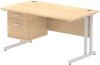 Dynamic Impulse Rectangular Desk with Cantilever Legs and 2 Drawer Fixed Pedestal - 1400 x 800mm - Maple