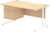 Dynamic Impulse Rectangular Desk with Cantilever Legs and 2 Drawer Fixed Pedestal - 1400 x 800mm - Maple