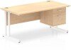 Dynamic Impulse Office Desk with 2 Drawer Fixed Pedestal - 1600 x 800mm - Maple