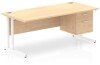 Dynamic Impulse Rectangular Desk with Cantilever Legs and 2 Drawer Top Pedestal - 1800mm x 800mm - Maple