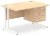 Dynamic Impulse Rectangular Desk with Cantilever Legs and 3 Drawer Top Pedestal - 1200mm x 800mm - Maple