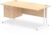 Dynamic Impulse Rectangular Desk with Cantilever Legs and 3 Drawer Fixed Pedestal - 1600 x 800mm - Maple