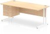 Dynamic Impulse Rectangular Desk with Cantilever Legs and 3 Drawer Fixed Pedestal - 1800 x 800mm - Maple
