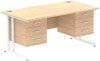 Dynamic Impulse Office Desk with 3 Drawer Fixed Pedestals - 1600 x 800mm - Maple