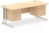 Dynamic Impulse Rectangular Desk with Cantilever Legs, 2 and 3 Drawer Fixed Pedestals - 1600mm x 800mm - Maple