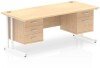 Dynamic Impulse Office Desk with 2 Drawer & 3 Drawer Fixed Pedestal - 1800 x 800mm - Maple
