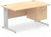 Dynamic Impulse Rectangular Desk with Cable Managed Legs and 2 Drawer Top Pedestal - 1400mm x 800mm - Maple